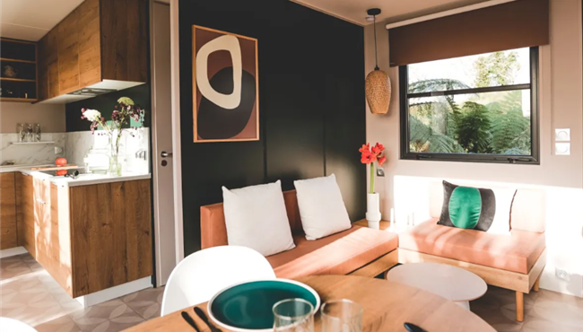 mobil-home Cottage à louer cote jardin premium camping Kost Ar Moor fouesnant bretagne