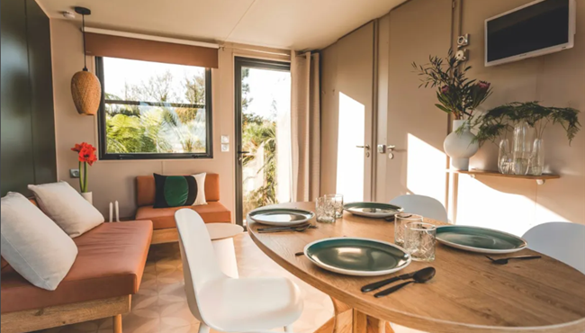 mobil-home Cottage à louer cote jardin premium camping Kost Ar Moor fouesnant bretagne