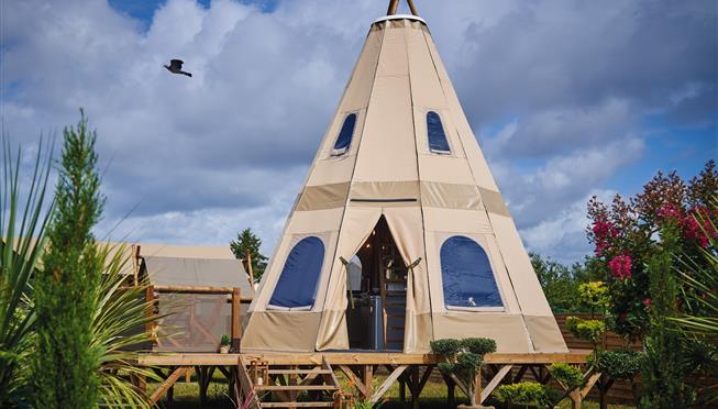 tipi  vue extérieure glamping fouesnant - Camping Kost Ar Moor - Fouesnant