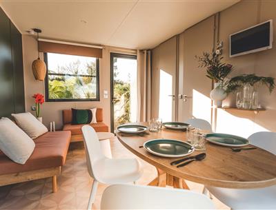 mobil-home Cottage à louer cote jardin premium camping Kost Ar Moor fouesnant bretagne