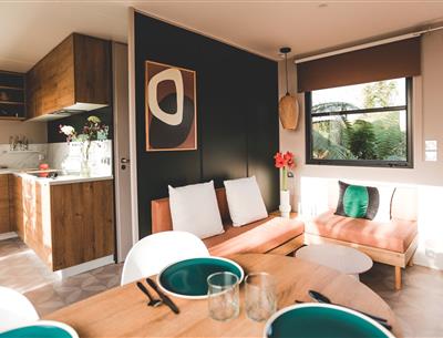 mobil-home Cottage à louer cote jardin premium camping Kost Ar Moor fouesnant bretagne