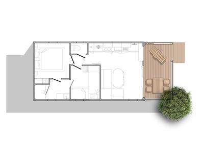 mobil-home Cottage panorama à louer premium camping Kost Ar Moor fouesnant bretagne