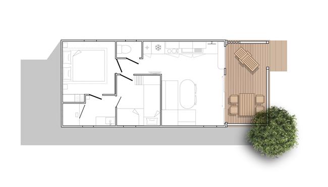 mobil-home Cottage panorama à louer premium camping Kost Ar Moor fouesnant bretagne
