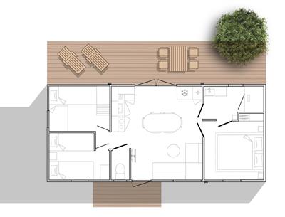 mobil-home Cottage à louer 3 chambres jacuzzi spa camping Kost Ar Moor fouesnant bretagne