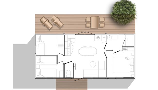 mobil-home Cottage à louer 3 chambres jacuzzi spa camping Kost Ar Moor fouesnant bretagne