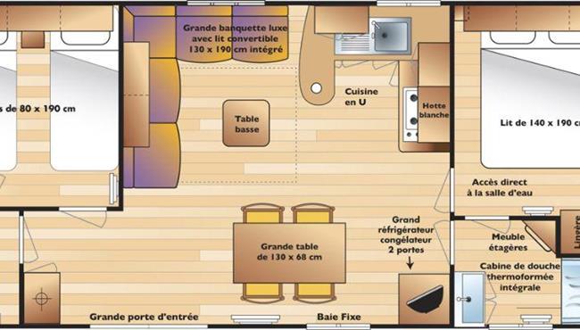 mobil-home Cottage à louer 2 chambres jacuzzi spa camping Kost Ar Moor fouesnant bretagne